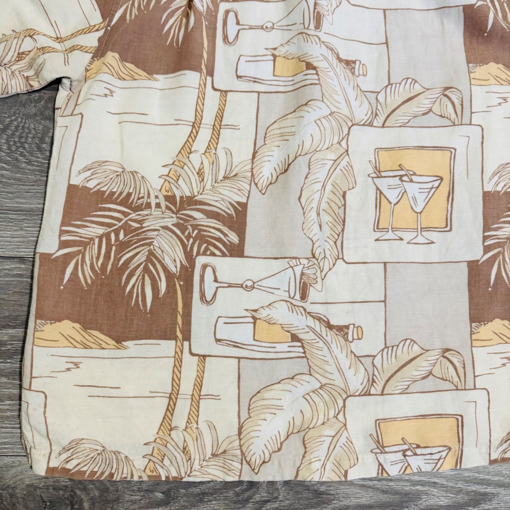 The Havanera Co. Men Linen Blend Short Sleeve Button Up Shirt Tropical Palms L - Picture 10 of 10